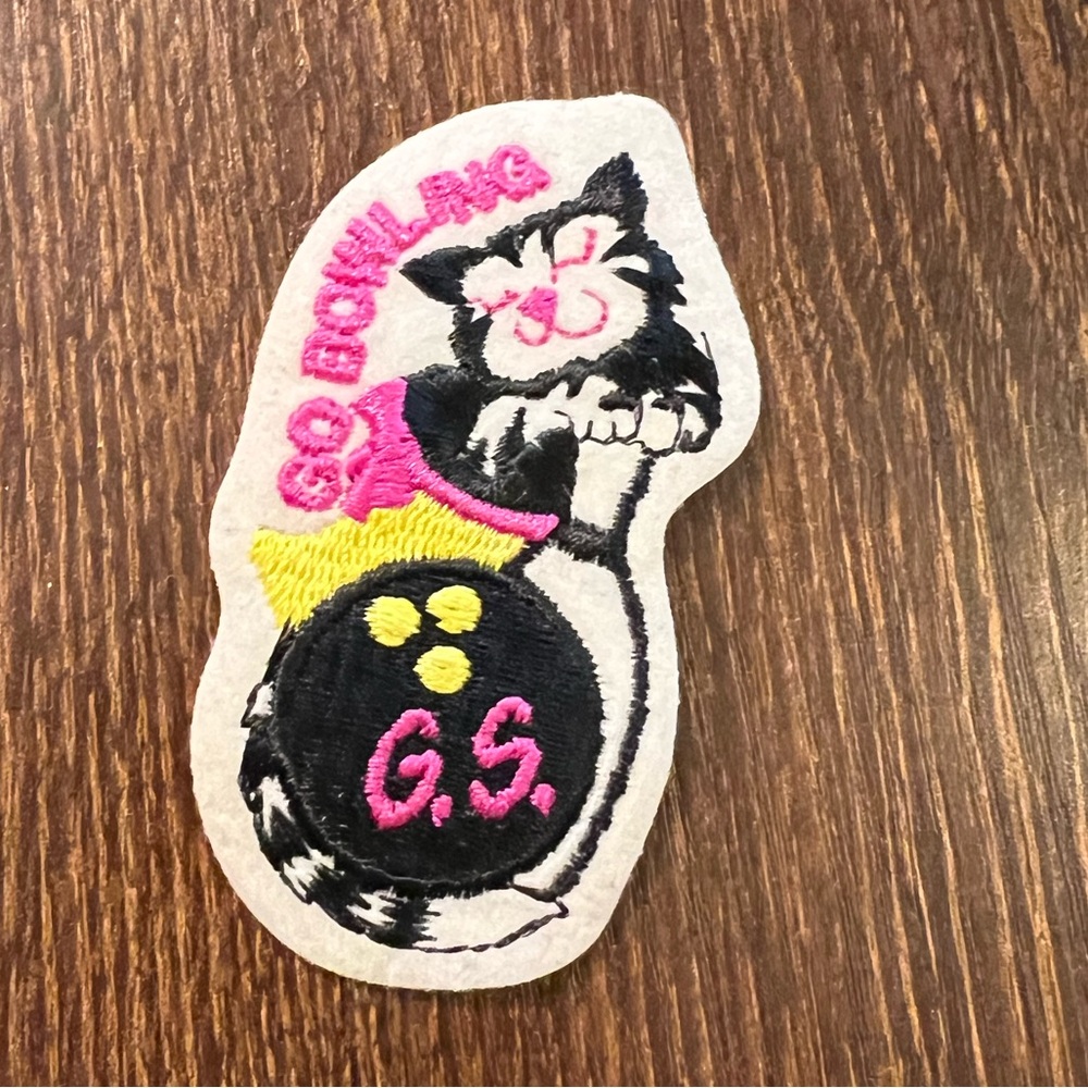 Go Bowling Cat Patch - Pink, Black, White